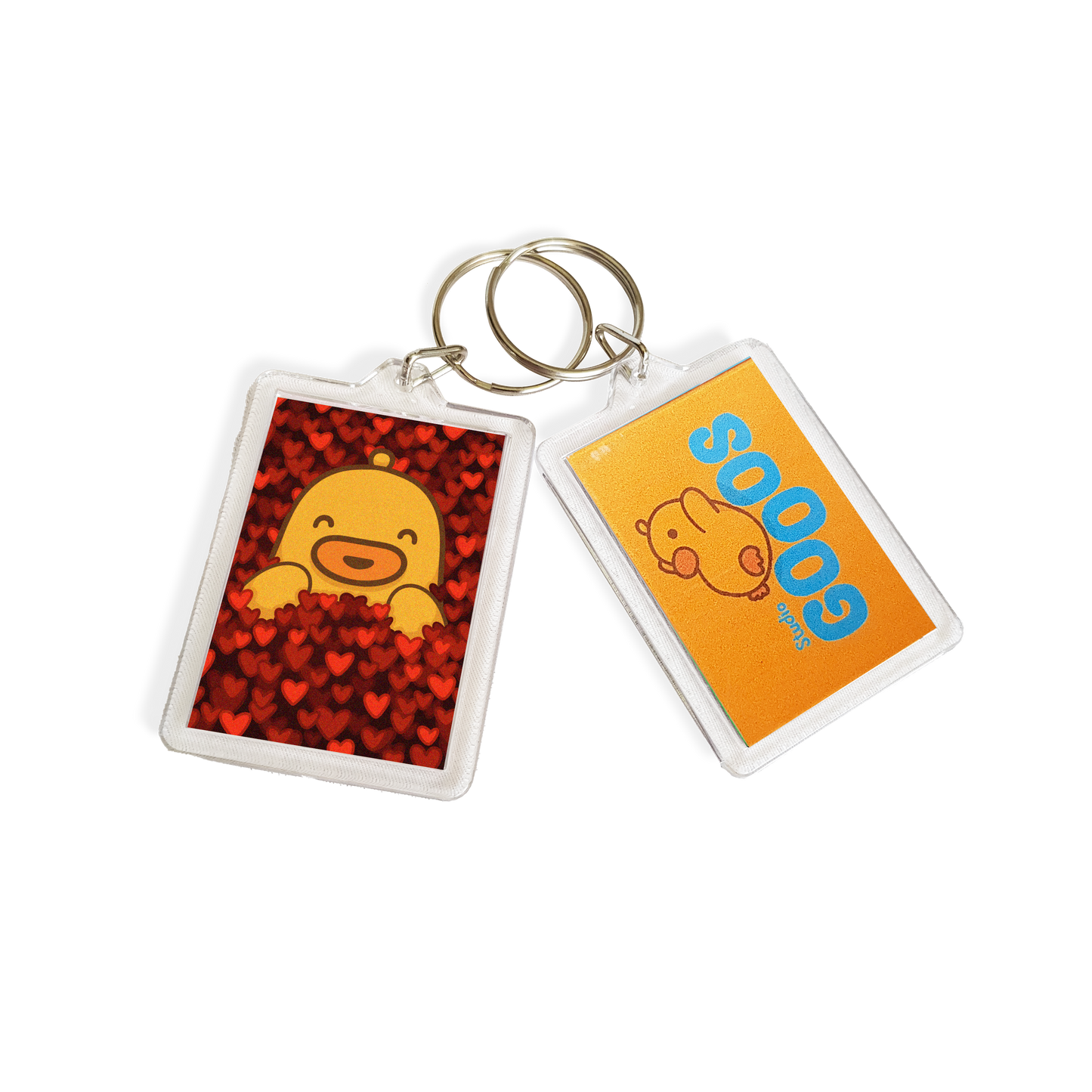 "Love Duck, All Hearts" Acrylic Keychain - Red