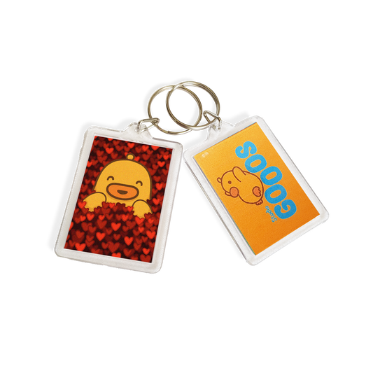 "Love Duck, All Hearts" Acrylic Keychain - Red