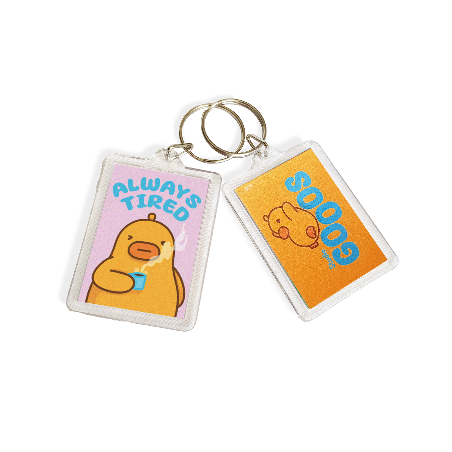 "Always Tired" Acrylic Keychain - Pink