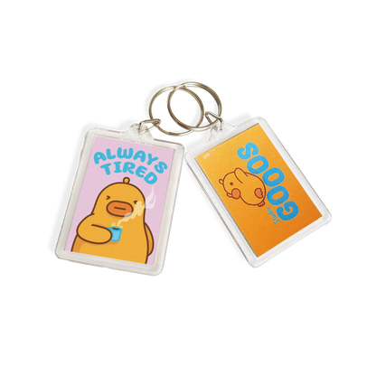 "Always Tired" Acrylic Keychain - Pink