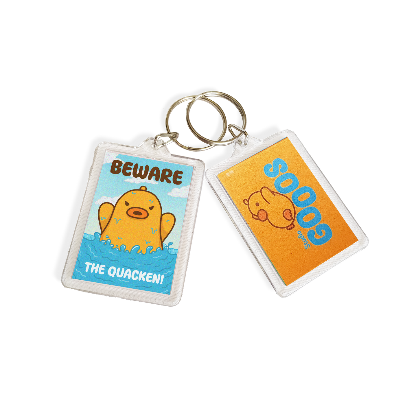 "BEWARE The Quacken!" Acrylic Keychain -Blue