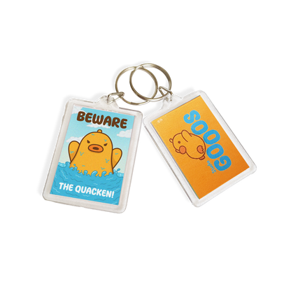 "BEWARE The Quacken!" Acrylic Keychain -Blue