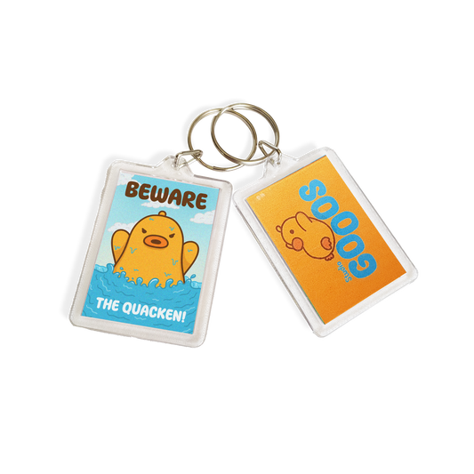 "BEWARE The Quacken!" Acrylic Keychain -Blue