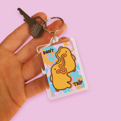 "Don't Trip" Acrylic Keychain - Blue/Pink