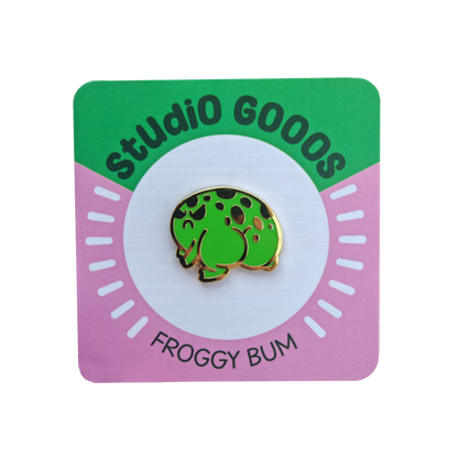 'Froggy Bum' Gold Enamel Pin