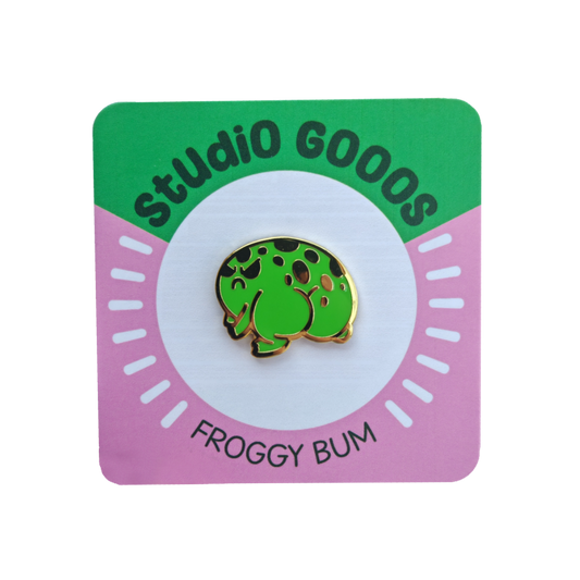 'Froggy Bum' Gold Enamel Pin