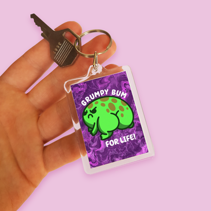 "Grumpy Bum for Life" Acrylic Keychain - Purple