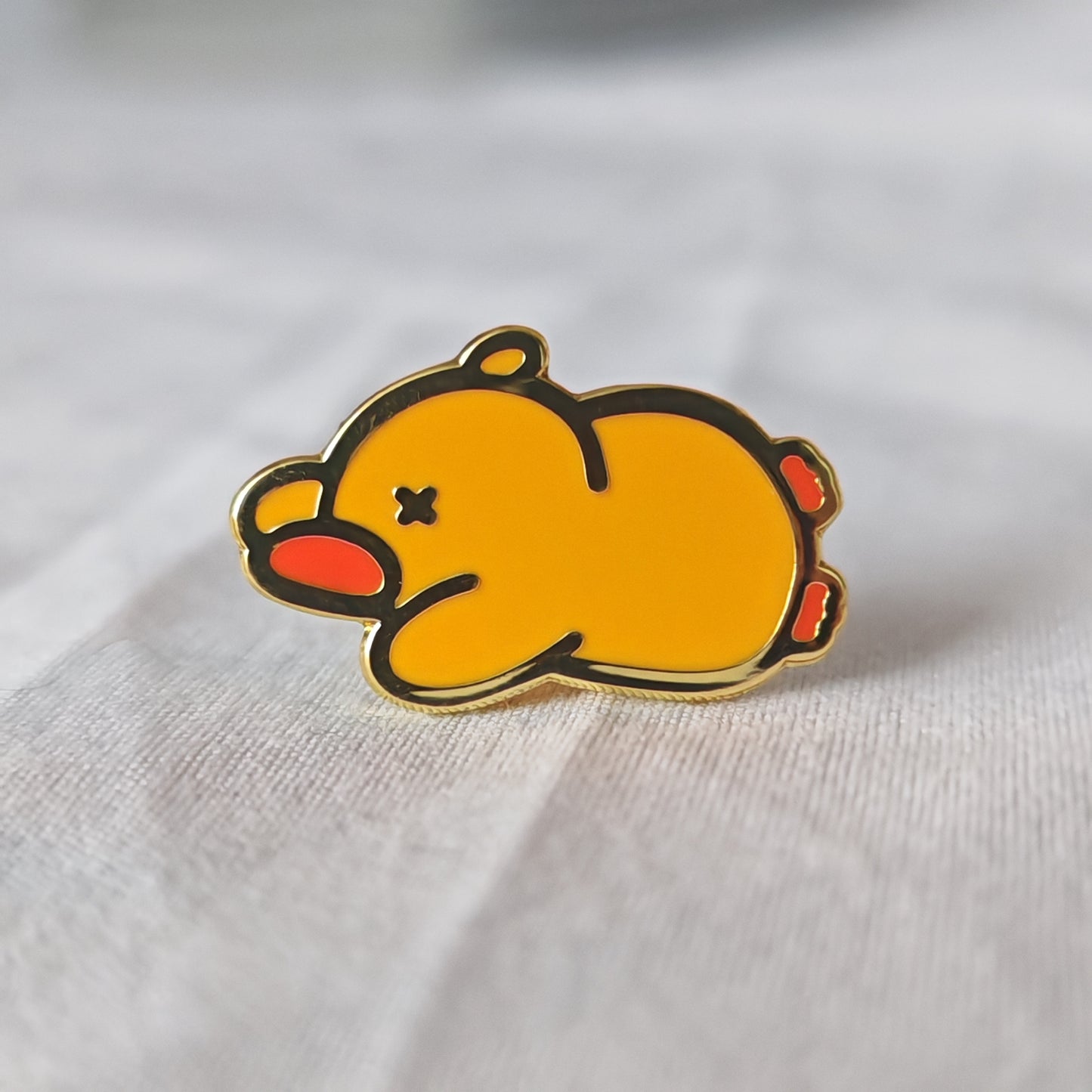 'Ducky Down' Gold Enamel Pin