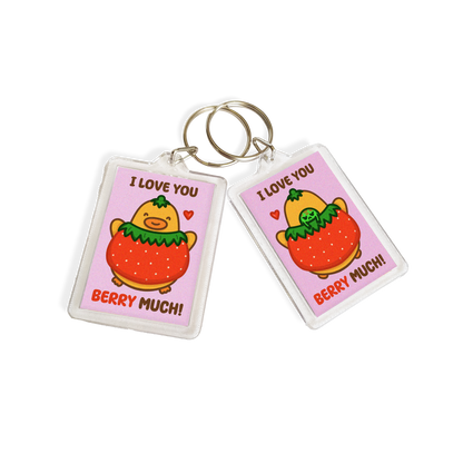 "Love You BERRY Much" Acrylic Keychain - Pink