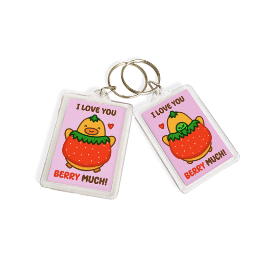 "Love You BERRY Much" Acrylic Keychain - Pink