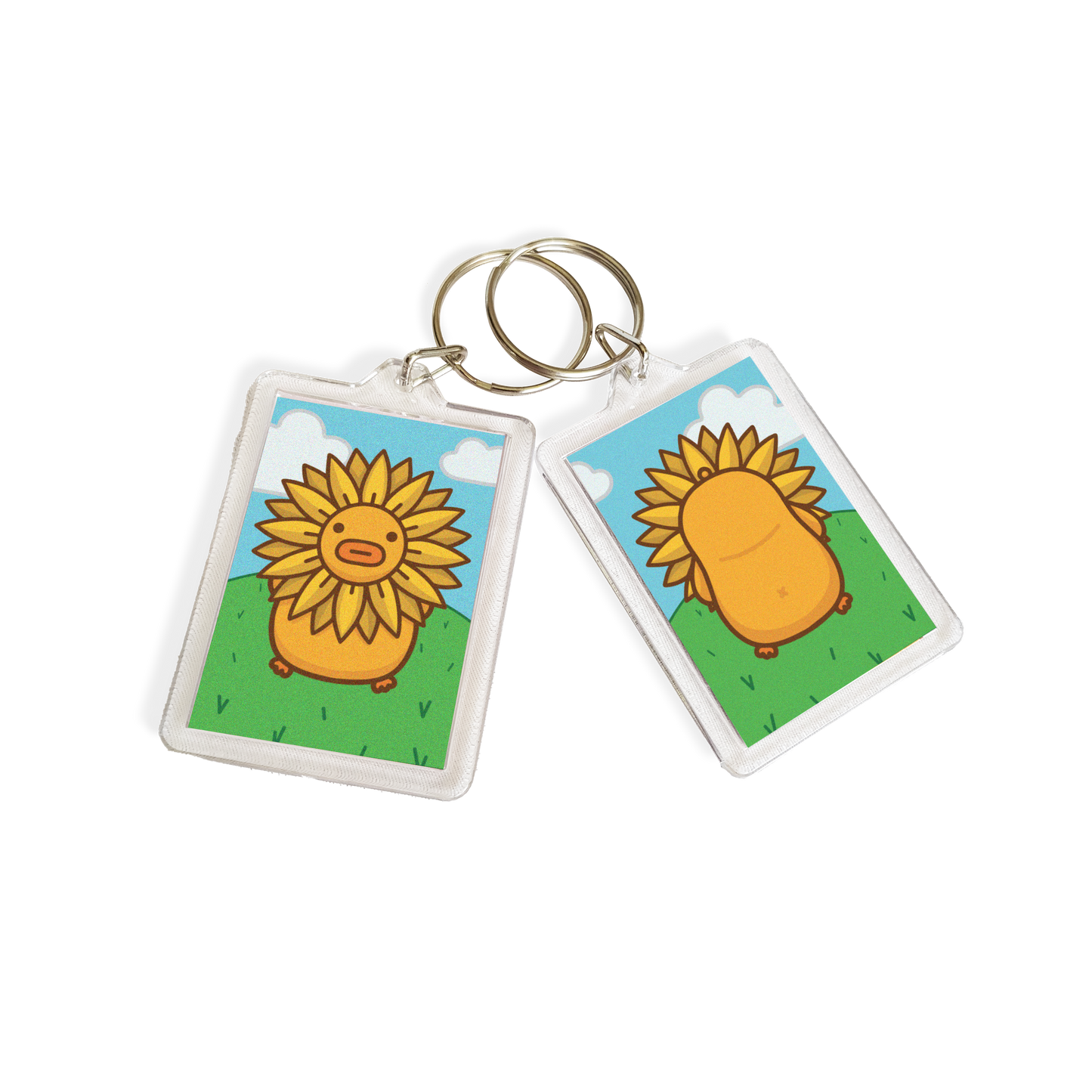 "Sunflower Surprise" Acrylic Keychain - Blue/Green