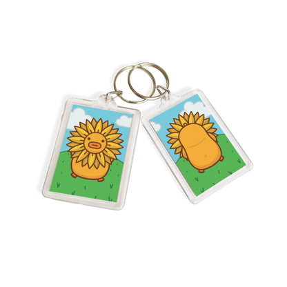 "Sunflower Surprise" Acrylic Keychain - Blue/Green
