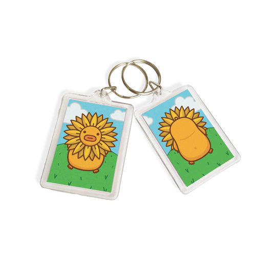 "Sunflower Surprise" Acrylic Keychain - Blue/Green