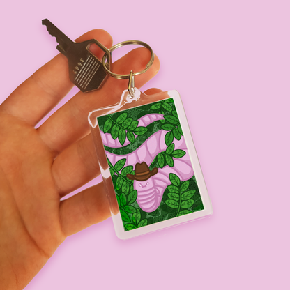 "Worm in the Woods" Acrylic Keychain - Green