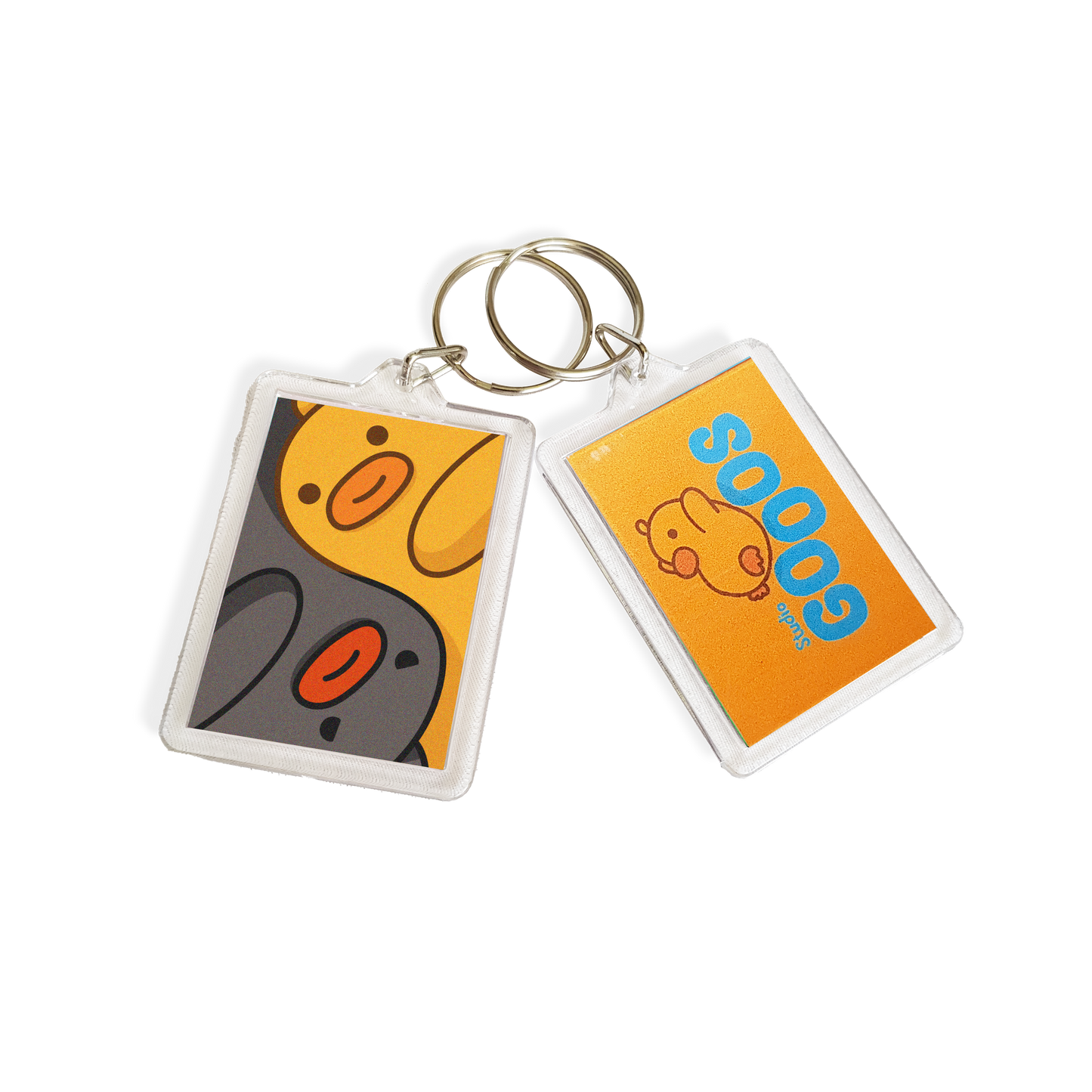 "Gwok & Pok - Yin & Yang" Double Duck Acrylic Keychain - Grey/Yellow