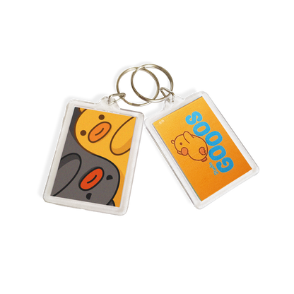 "Gwok & Pok - Yin & Yang" Double Duck Acrylic Keychain - Grey/Yellow