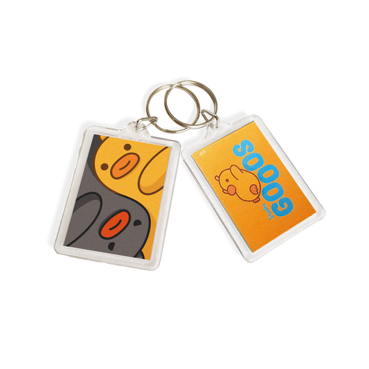 "Gwok & Pok - Yin & Yang" Double Duck Acrylic Keychain - Grey/Yellow